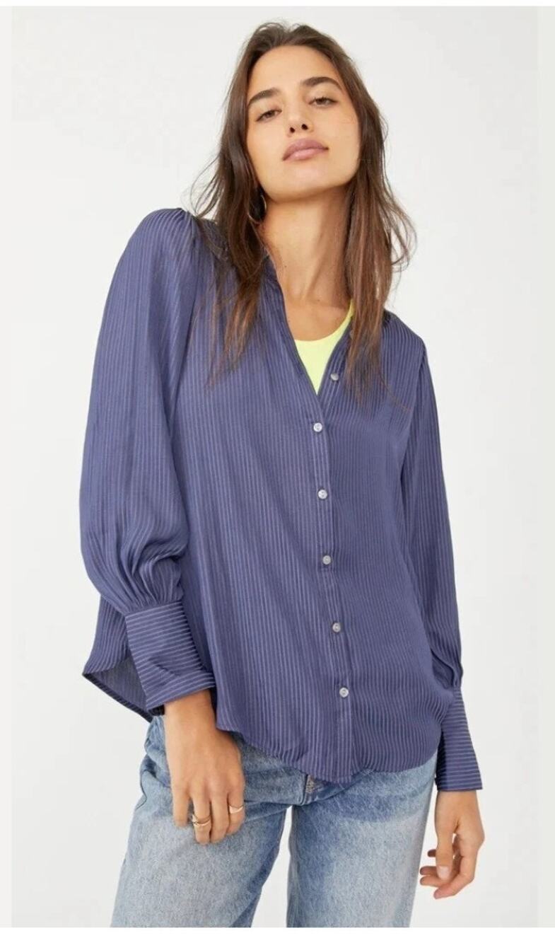Free People Serena Striped Button Down Shirt